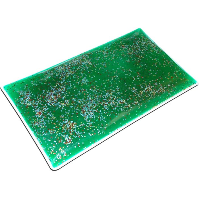 Glitter Gel Weighted Rectangular Lap Pad, 10 x 18 Inches, 5 Pounds, Green