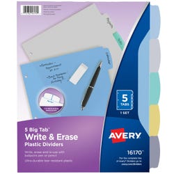 Avery Big Tab Write & Erase Dividers, 5 Tab, Multi-Color