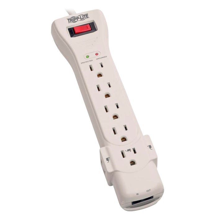 Tripp Lite Surge Suppressor, 7 Outlets, 15 Foot Cord, 2520 Joules, Light Gray