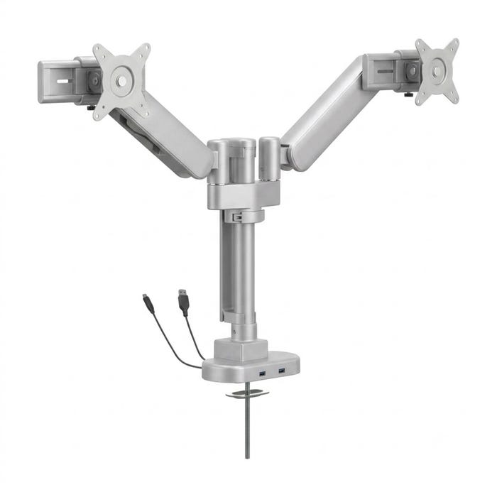 AIS Performance Series Dual Monitor Arm, Silver