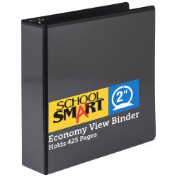 School Smart Round Ring View Binder, Polypropylene, 2 Inches, Black 086395