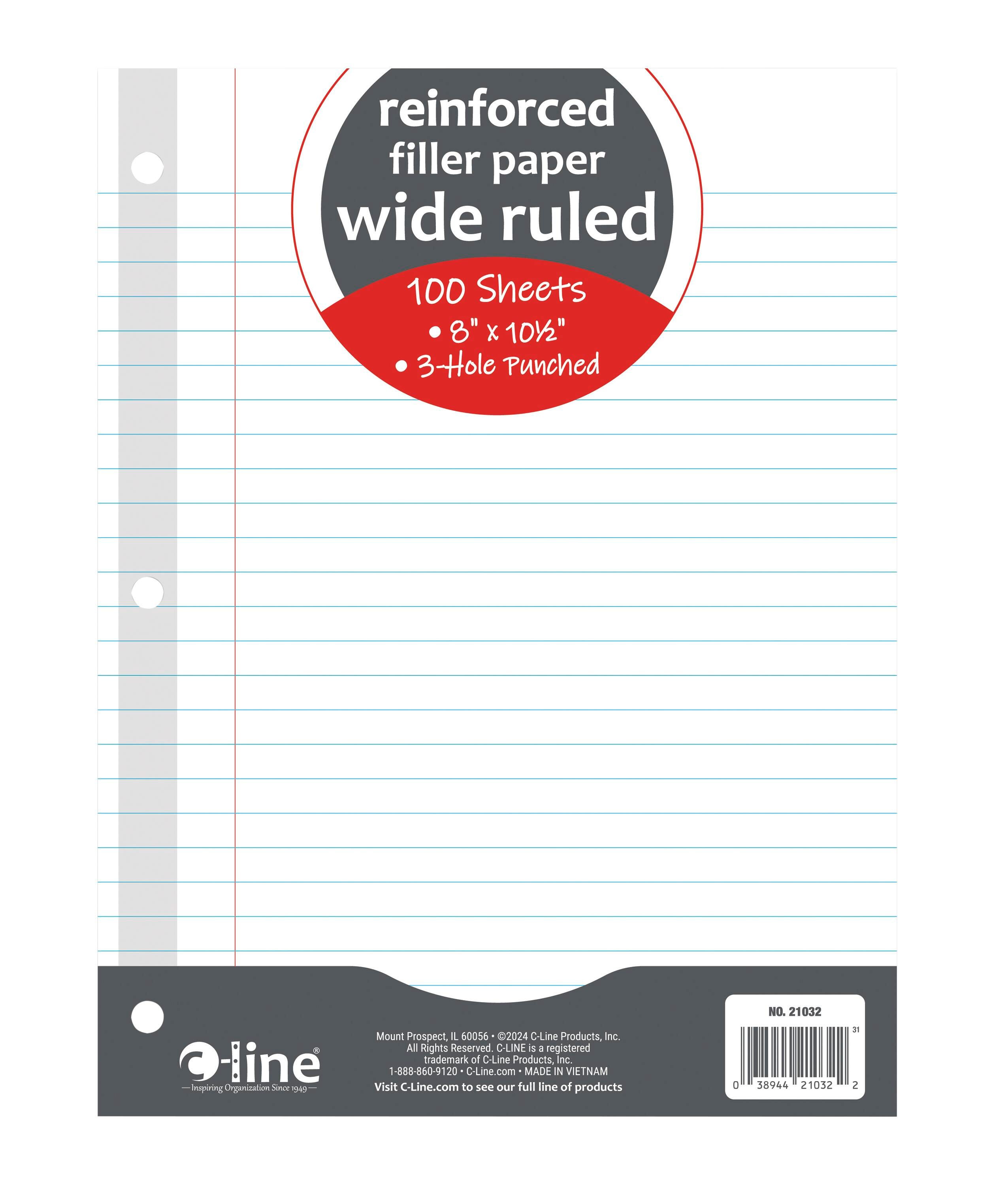 C-Line Reinforced Filler Paper, White, 8 x 10-1/2 Inches, 100 Sheets 2149733