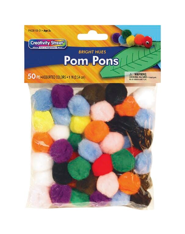 Image for Creativity Street Soft N Lively Pom Pon, 1 Inch, Assorted Bright Color, Set of 50 from School Specialty