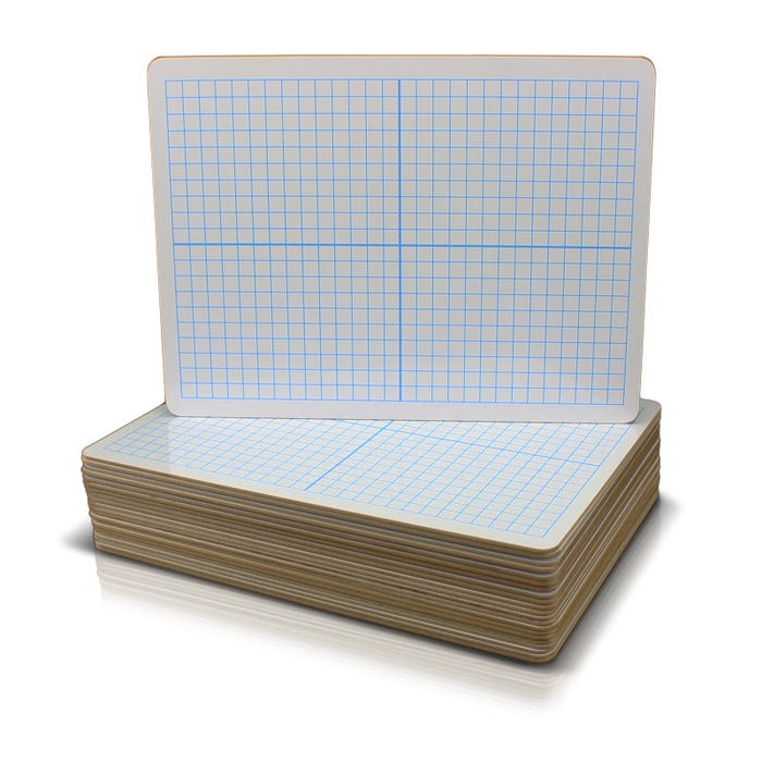 Flipside Two-Sided XY Axis/Blank Dry Erase Boards, 9 x 12 Inches, Pack of 48