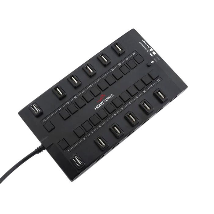 Heart Zones 28 Port USB Charging Hub, Black
