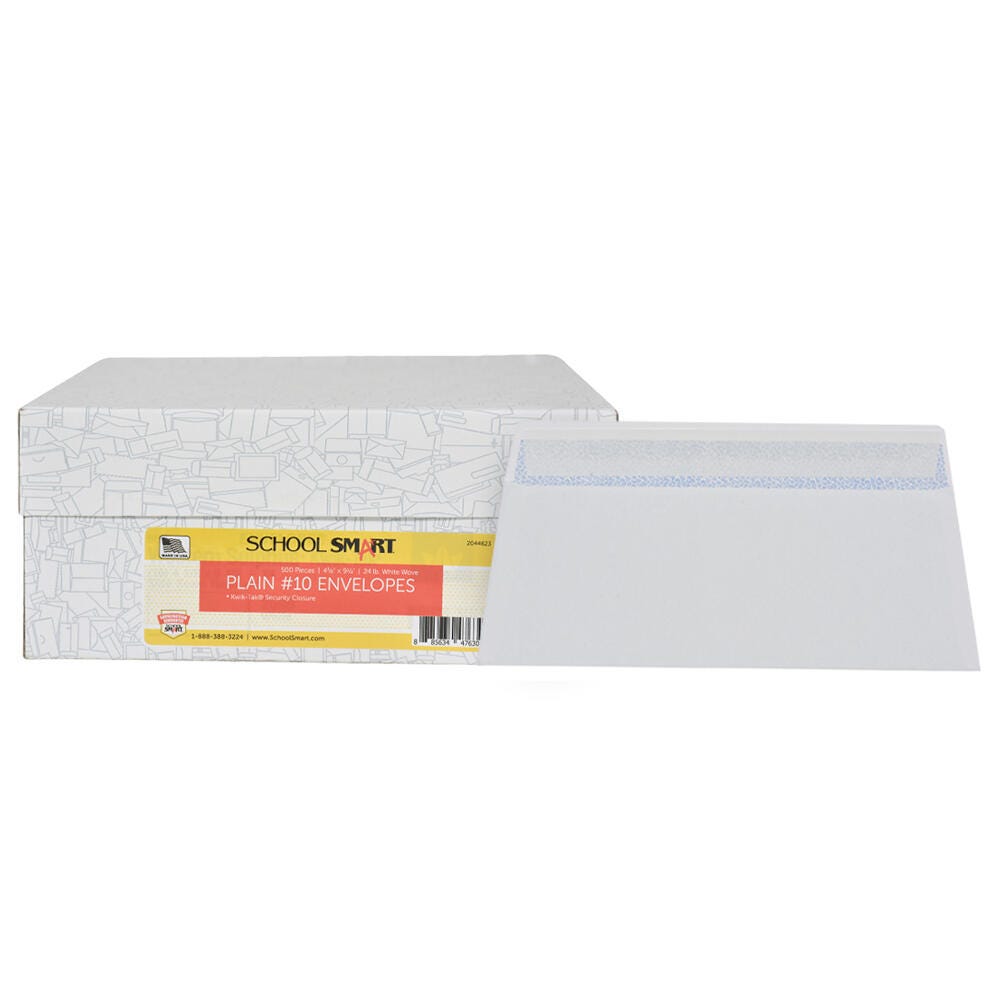 Image for School Smart Kwik-Tak Security Tinted Envelopes, No. 10, White, Box of 500 from School Specialty