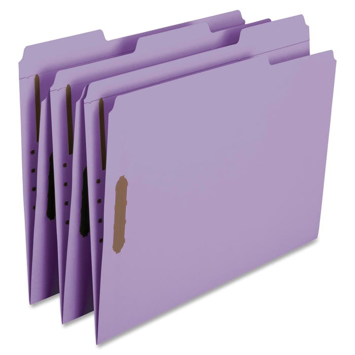 Smead Reinforced Fastener Folder, Letter Size, Lavender, Pack of 50