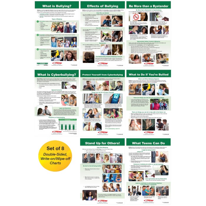 Sportime Stop Bullying! Bulletin Board Charts, Set of 8, Grades 5 to 12
