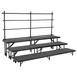 National Public Seating 3 Level Straight Standing Carpet Deck Riser, 18 x 96 x 24 Inches 4001458
