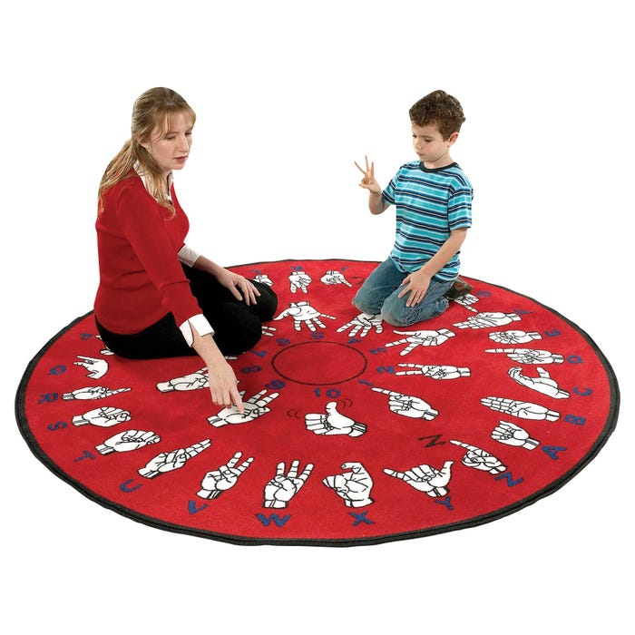 Flagship Carpets Hands That Teach Carpet, 6 Feet, Round