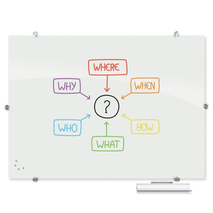 MooreCo Visionary Magnetic Glass Markerboard, 4 x 4 Feet, Gloss White