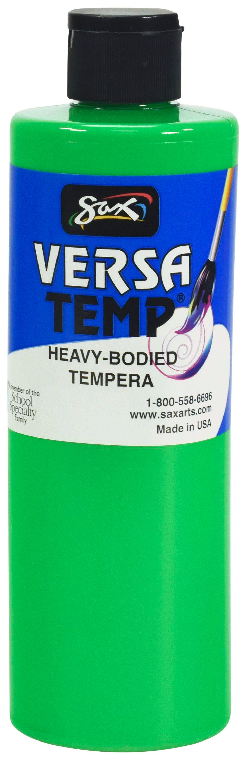 Sax Versatemp Heavy-Bodied Tempera Paint, 1 Pint, Fluorescent Green Item Number 2028306
