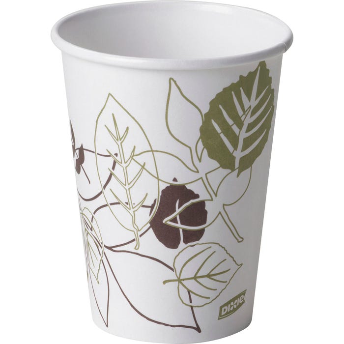 Dixie Foods Pathway Design Hot Cup, 12 oz, Poly-Lined/Paper, White, Pack of 50