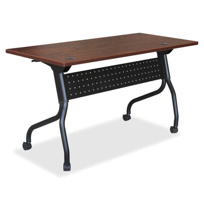 Lorell Cherry Flip Top Training Table, 23-3/5 x 48 x 29-1/2 in, Cherry/Black