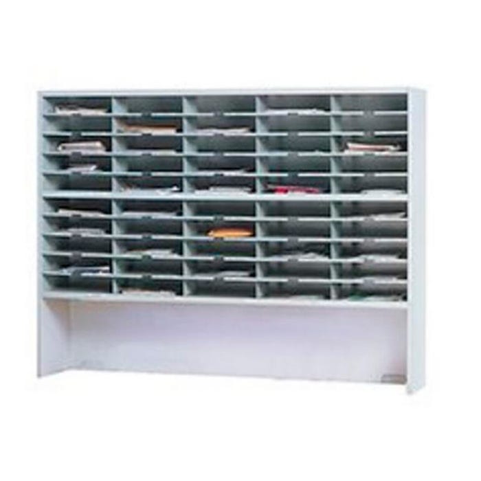 Mayline 2 Tier Mail Sorter with Riser, 60 in W x 13-1/4 in D x 46-1/4 in H, Pebble Gray Paint