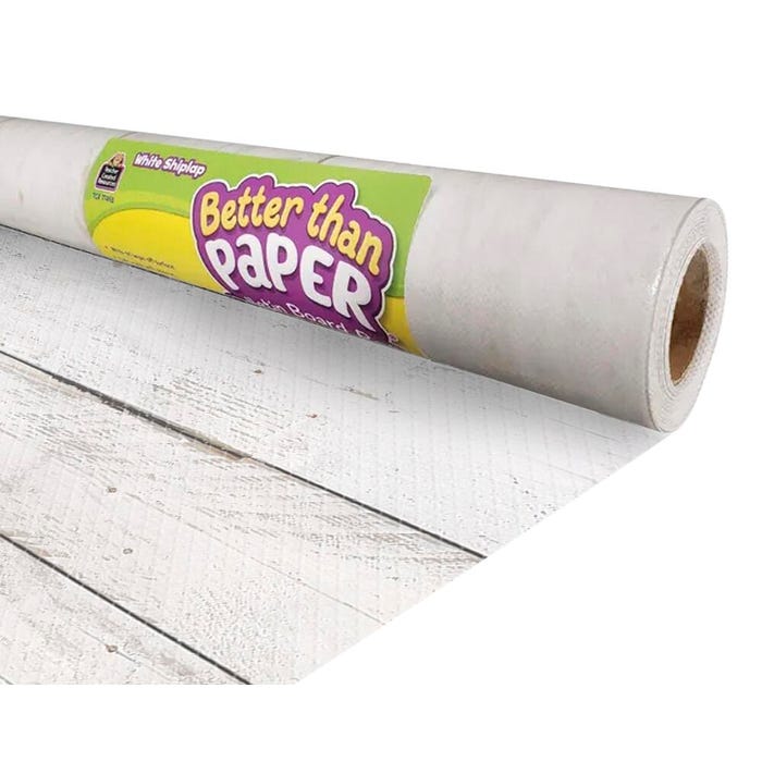 Teacher Created Resources Better Than Paper Bulletin Board Roll, White Shiplap