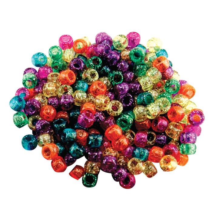 Hygloss Plastic Pony Beads, Glitter Jelly, Pack of 1000