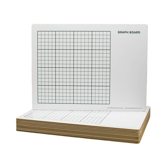 Flipside Dry Erase Graph Lined/Plain Two-Sided Boards, 9 x 12 Inches, Pack of 12