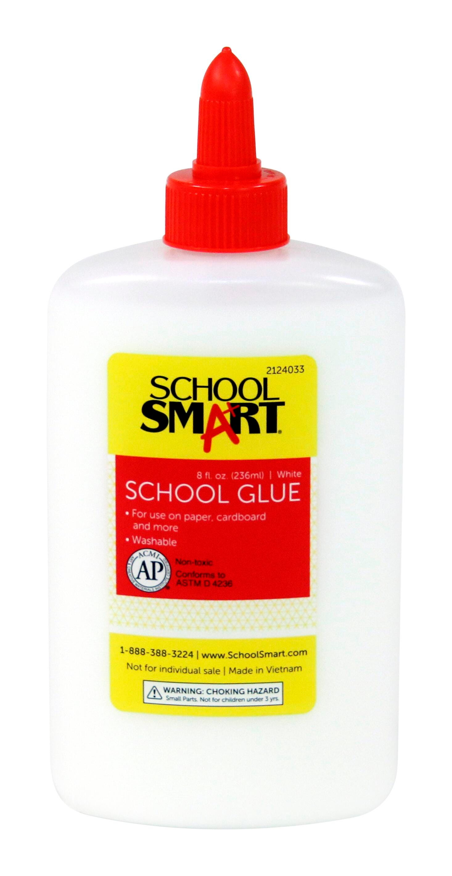 School Smart Washable School Glue, 8 Ounce Bottles, White, Pack of 12 2124033