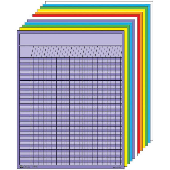 Creative Shapes Etc Large Vertical Incentive Chart Set, Assorted Color, Set of 12