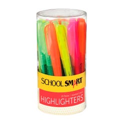 School Smart Pen Style Highlighters, Chisel Tip, Assorted Colors, Pack of 20