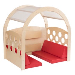 Childcraft Reading Nook, Beige Mesh/Blue Canopy with Red Cushions, 49-1/2 x 37 x 50 Inches, Item Number 2005820