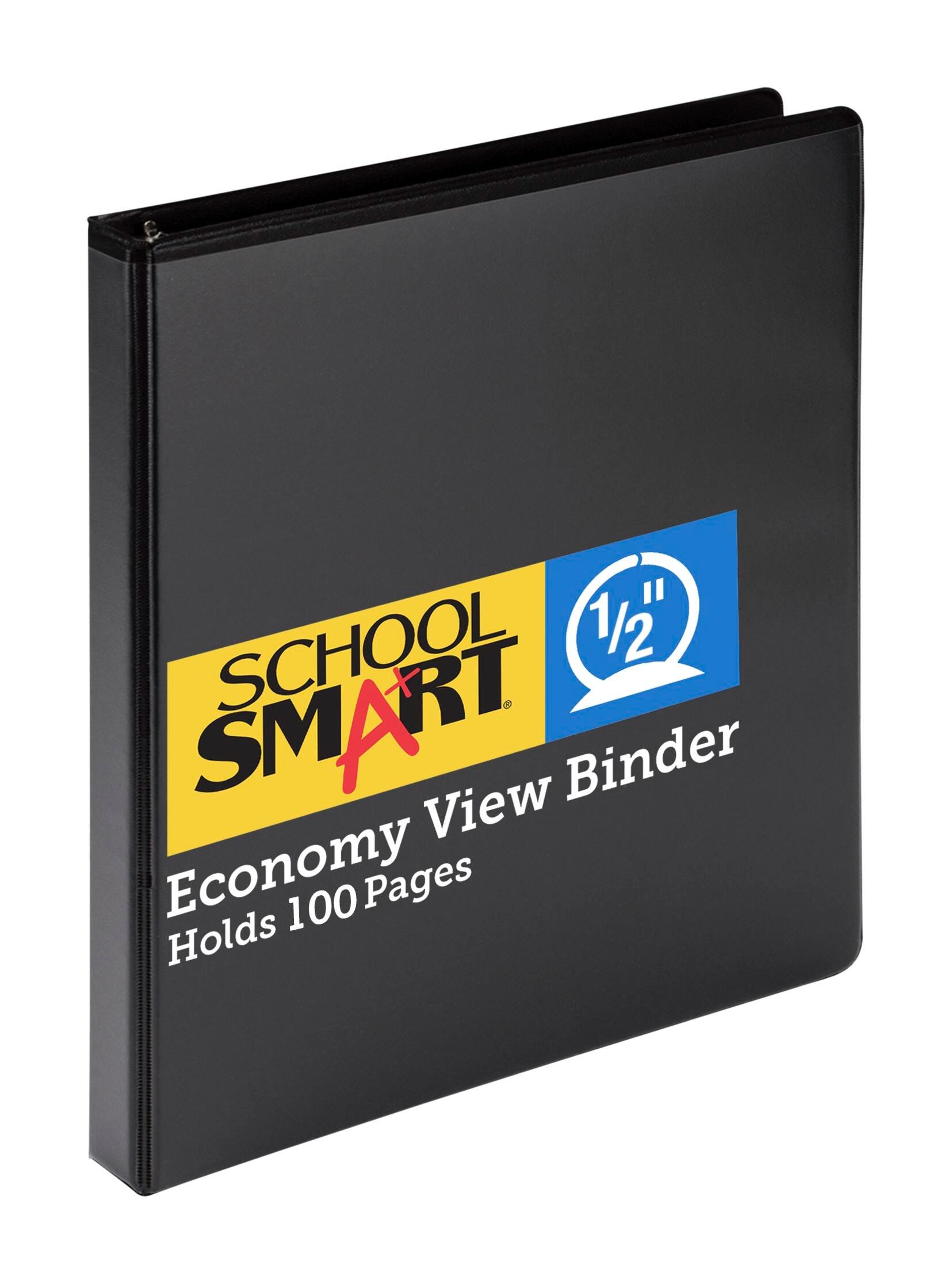 School Smart Round Ring View Binder, Polypropylene, 1/2 Inch, Black 086386