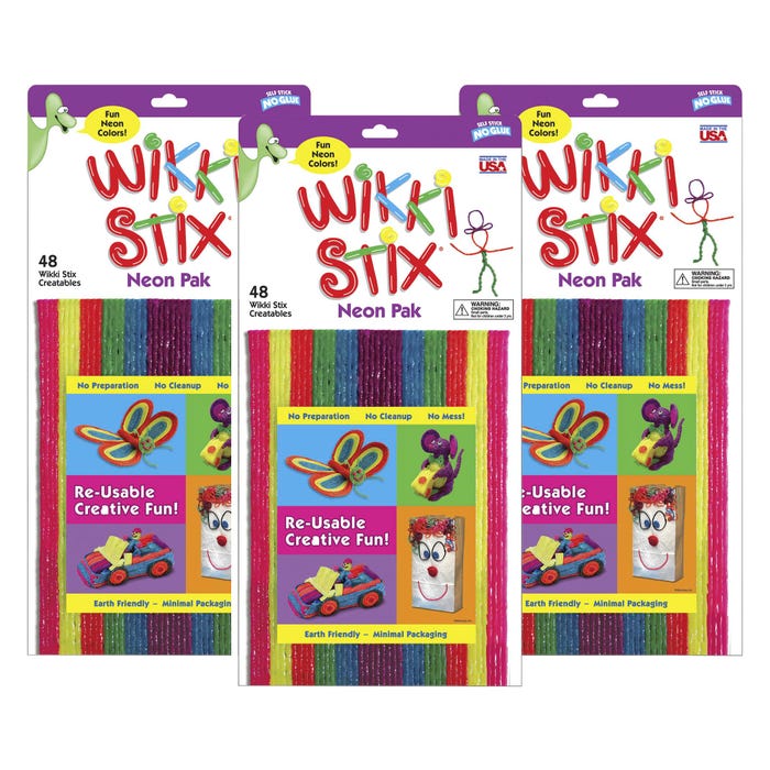 Wikki Stix Wax Set, 8 Inches, Assorted Neon Colors, Set of 144