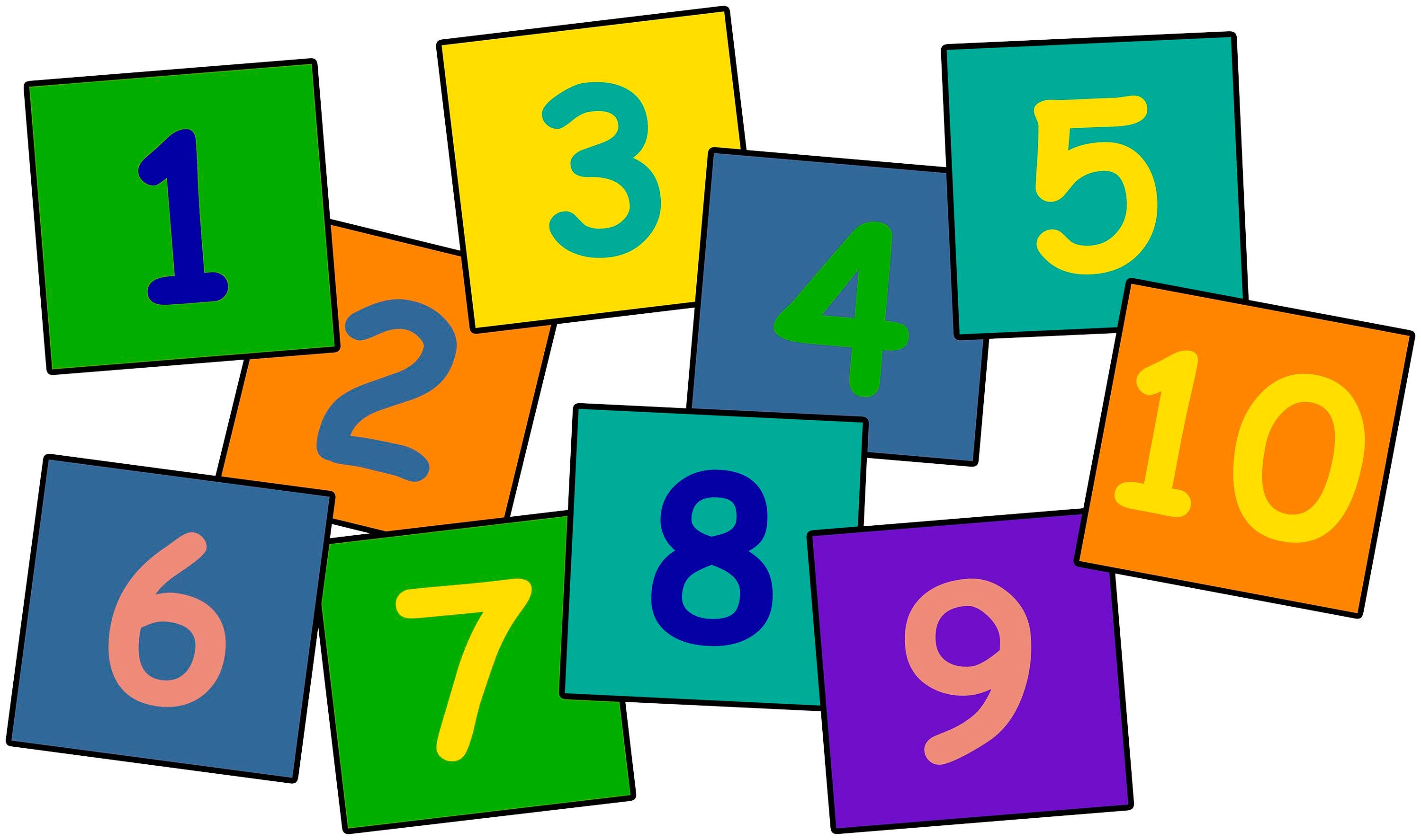 Childcraft Numbers Washable Carpet Squares, 15 x 15 Inches, Primary Colors, Set of 10, Item Number 2040793