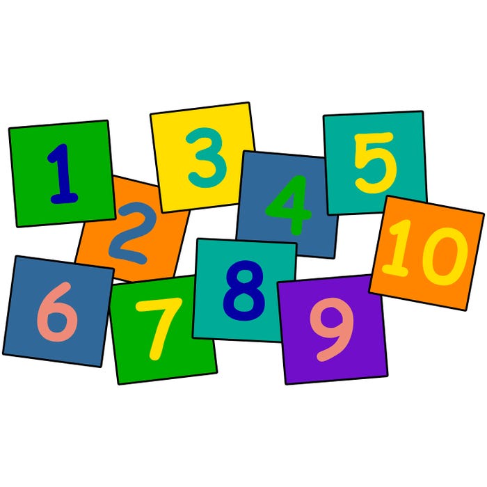 Childcraft ABC Furnishings Numbers Washable Carpet Squares, 15 x 15 Inches, Set of 10