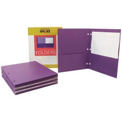 School Smart 2-Pocket Folders, Letter Size, 3 Hole Punched, Purple, Pack of 25 2136638