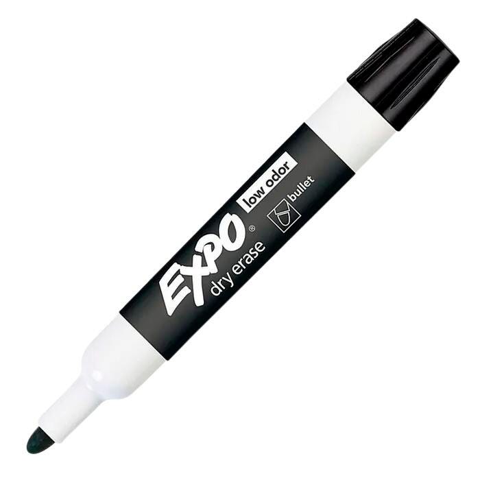 Image for EXPO Low Odor Dry Erase Markers, Bullet Tip, Black, Pack of 12 from School Specialty