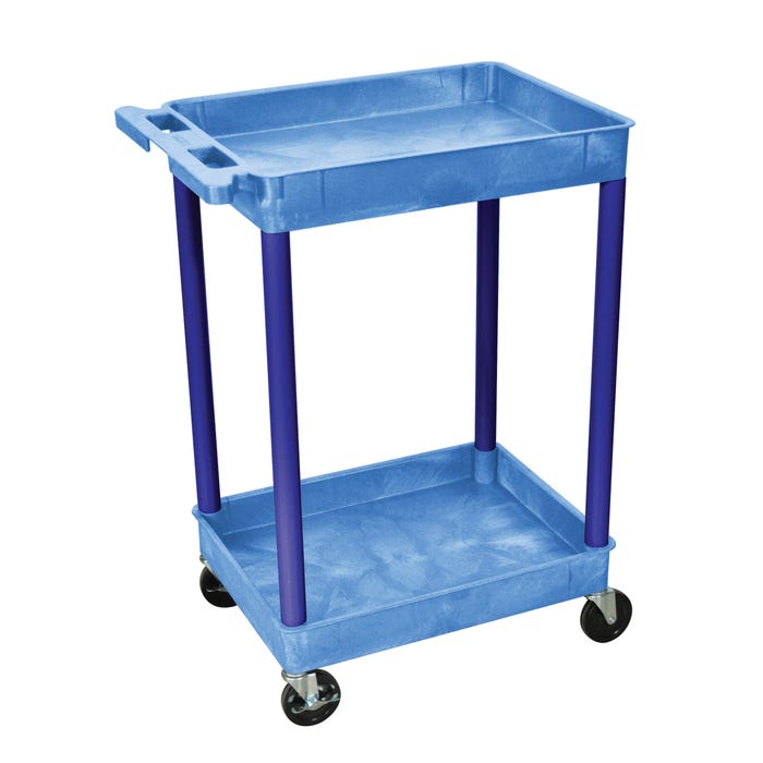 Luxor 2-Shelf Tub Cart, 24 x 18 x 37-1/2 Inches, Blue