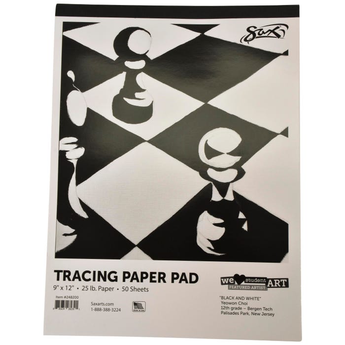 Sax Tracing Paper Pad, 25 lbs, 9 x 12 Inches, White, 50 Sheets