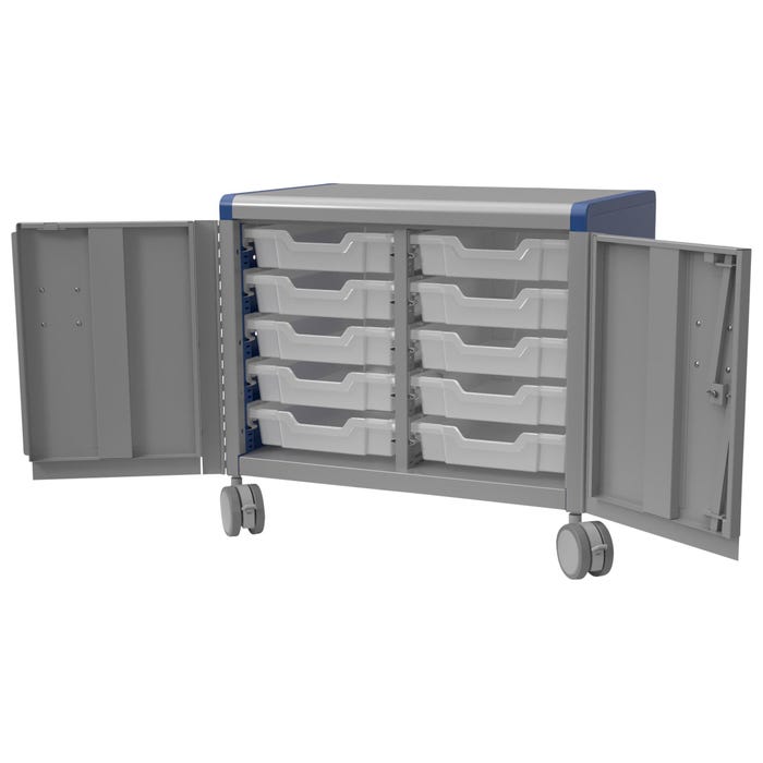 Classroom Select Geode Short Cabinet, Double Wide with 10 Tote Trays