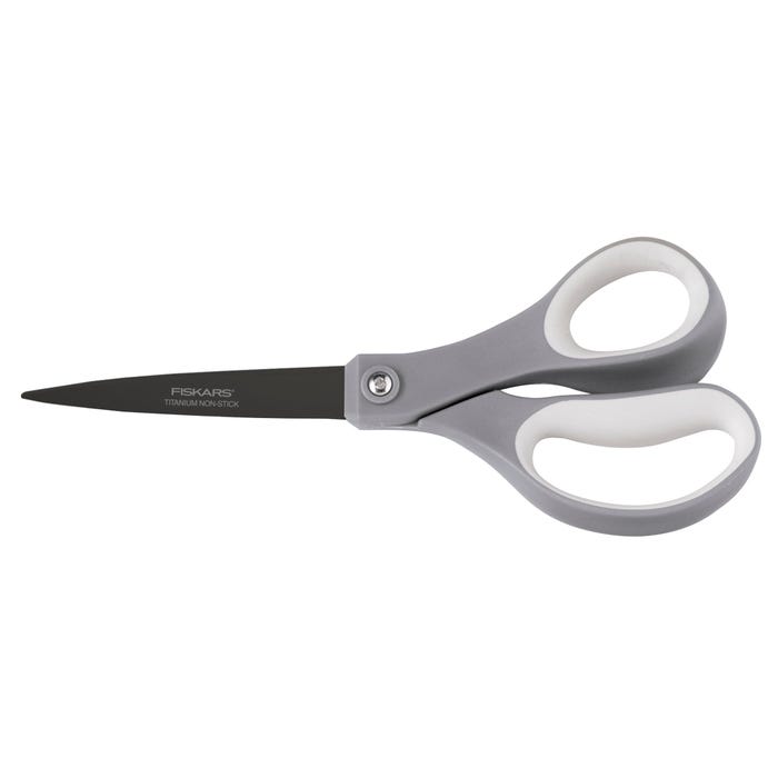 Fiskars Softgrip Titanium Contoured Straight Scissors, 8 Inches, Silver, Pack of 2