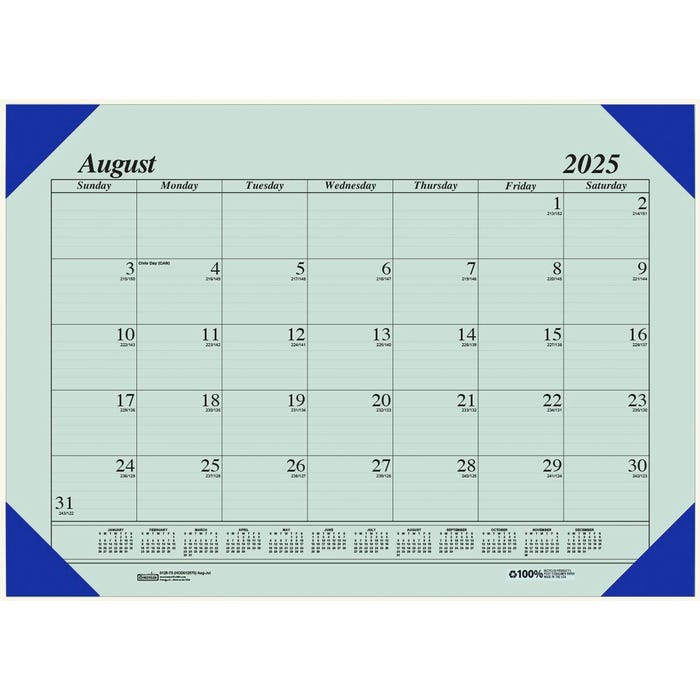 House of Doolittle Ecotones Compact Academic Desk Pad, 12 Months, August 2025-July 2026, Blue