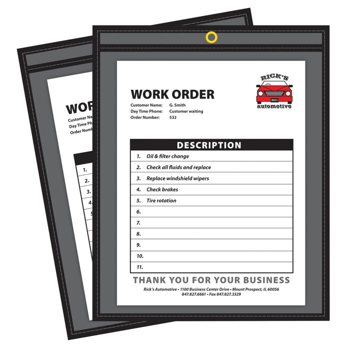 C-Line Dry-Erase Reusable Pockets, One Side Clear, Black, 9 x 12 Inches, Pack of 25