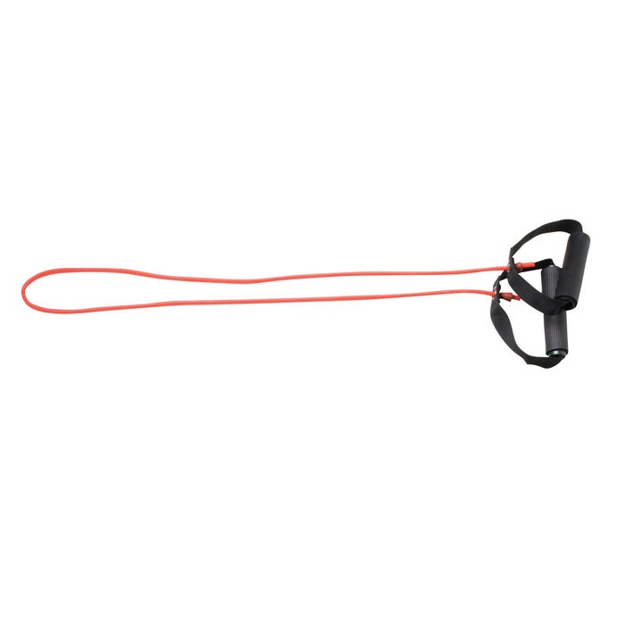 CanDo Lightweight Exercise Band with Handles, 48 Inches, Rubber Latex, Red