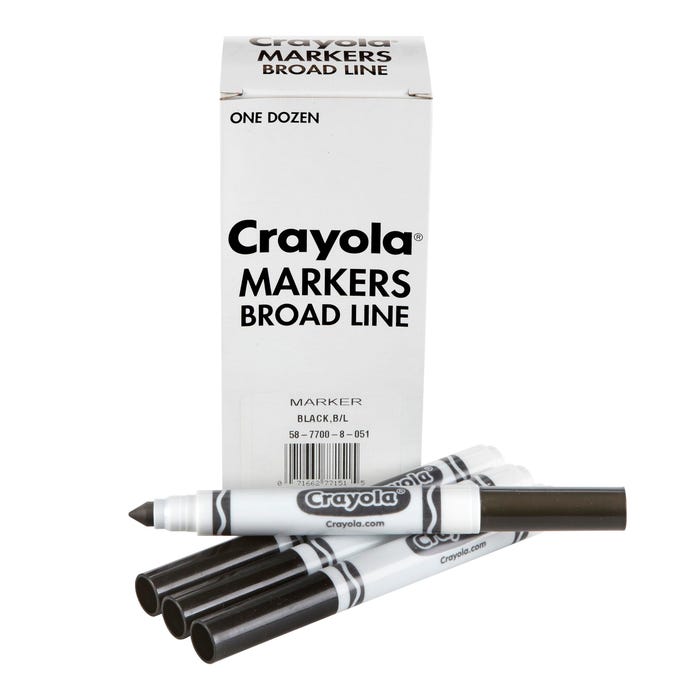 Crayola Bulk Markers, Broad Line, Black, Pack of 12
