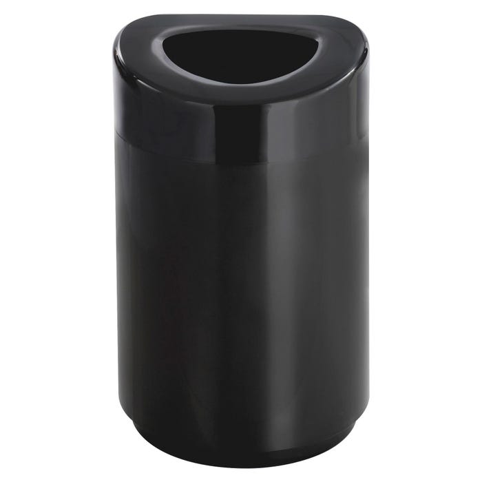 Safco Oval Open Top Receptacle, 30 Gallon, Steel, Black