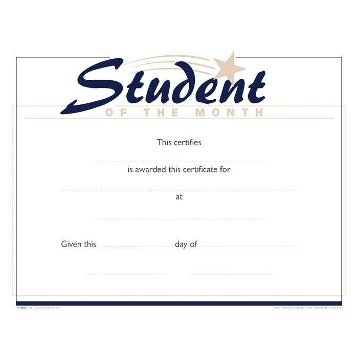 Achieve It! Raised Print Student of the Month Recognition Award, 11 x 8-1/2 inches, Pack of 25