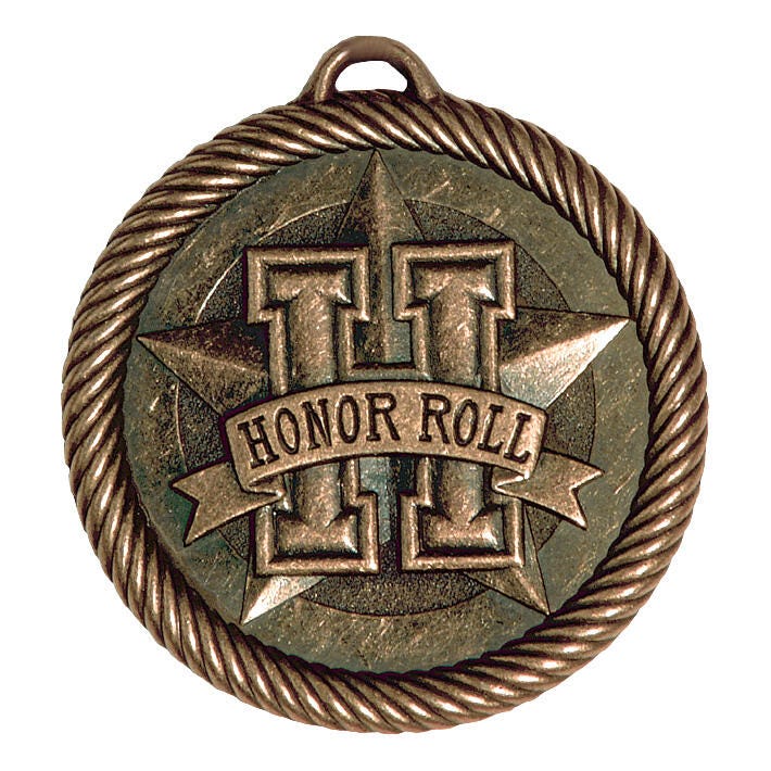 PDU & CAT Multi-Level Dovetail/Honor Roll Value Medal, 2 Inches, Solid Die Cast, Bronze