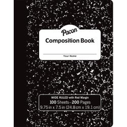 Pacon Composition Book, Wide Ruled, Black Marble, Item 2095316