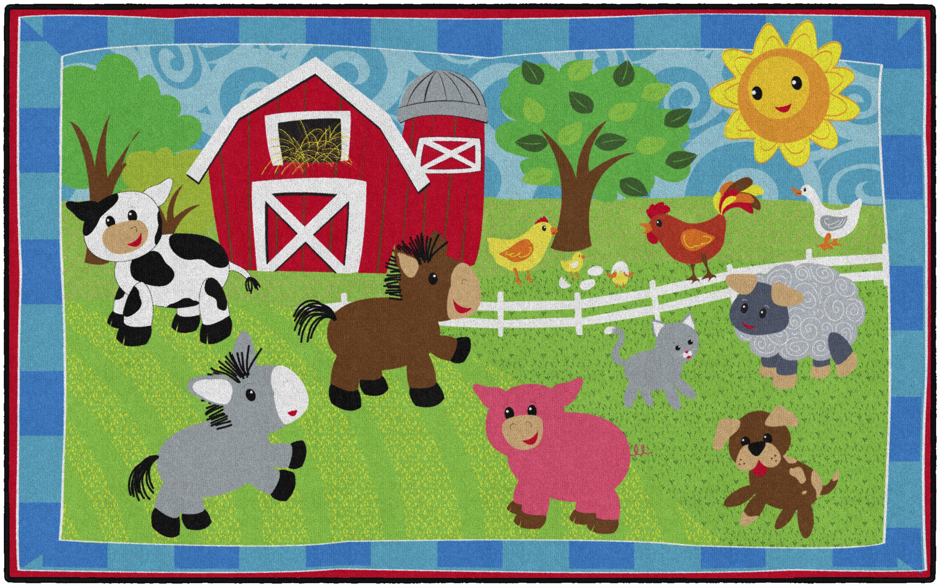 Flagship Carpets Cutie Barnyard Carpet, Rectangle 4002464