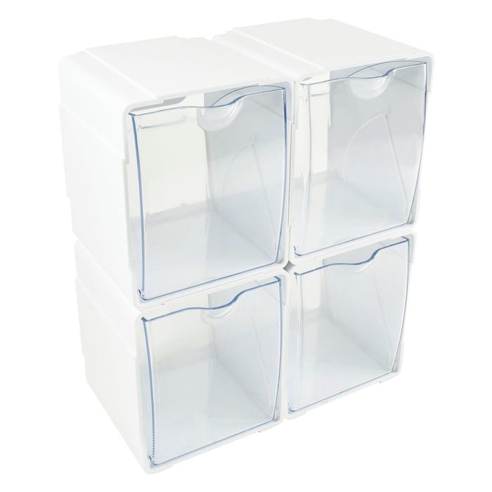 Deflecto Tilt Desktop Storage Bin, 4-11/16 x 5-1/4 x 5-1/2 in, White, 4 Per Pack
