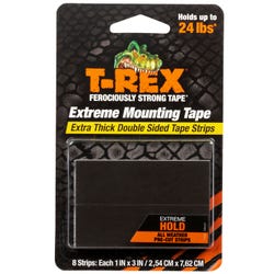 Duck Brand T-Rex Extreme Hold Mounting Tape Strips, 1 Inch x 3 Inches, Black, Item Number 2102923