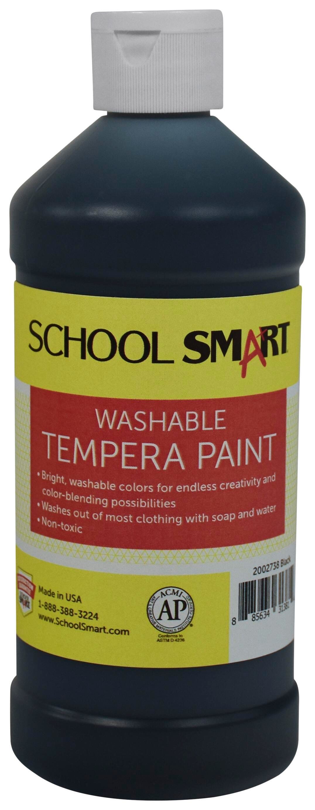 School Smart Washable Tempera Paint, Black, 1 Pint Bottle Item Number 2002738