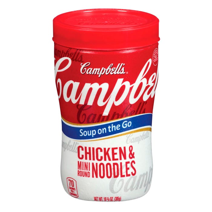 Campbells Chicken with Mini Noodles Microwavable Soup At Hand, 10.75 oz, Pack of 8