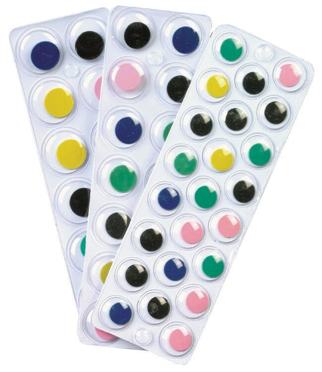 Creativity Street Peel and Stick Wiggle Eyes, Assorted Colors, Set of 137, Item Number 085874